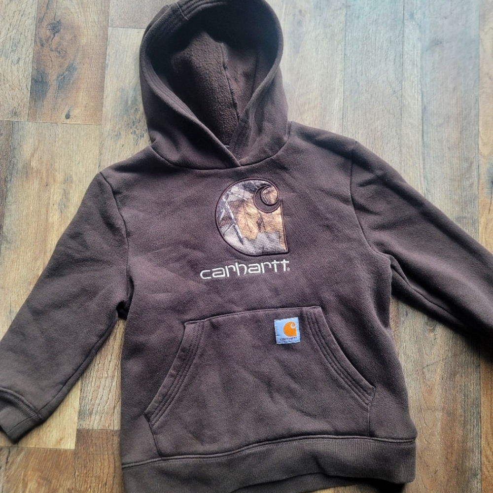 Carhartt kids hooded sweatshirt, brown, size 7